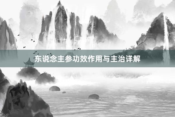 东说念主参功效作用与主治详解